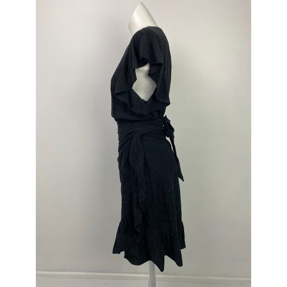 Decjuba Size 10 Women's Semi Wrap Dress Flutter Sleeve Hem - Picture 7 of 12